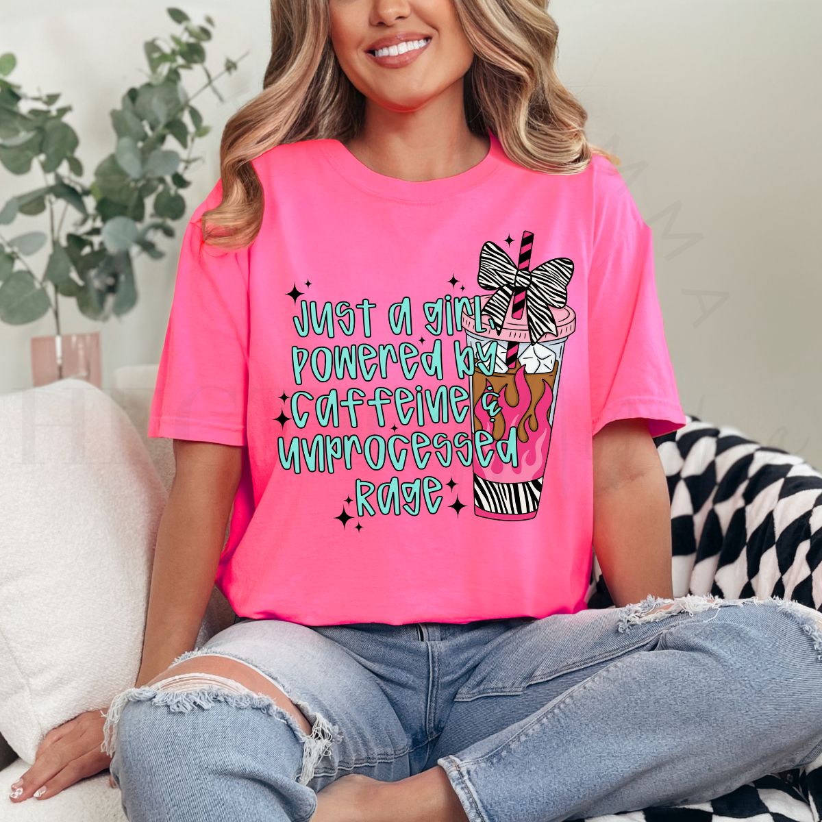 COQUETTE POWERED BY CAFFEINE & UNPROCESSED RAGE - DTF TRANSFER