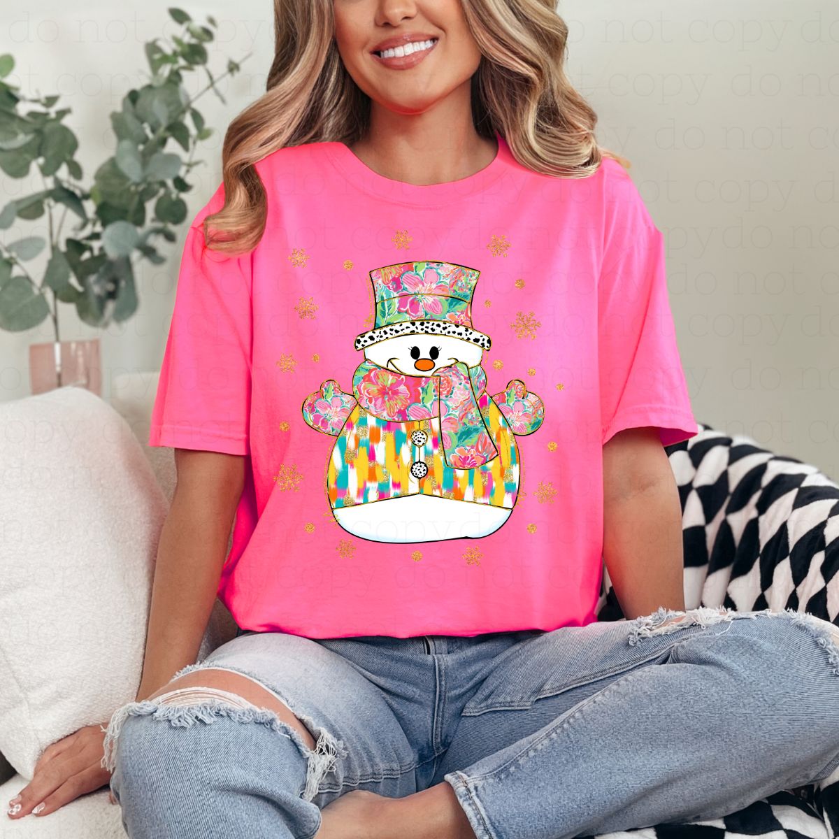 BRUSHSTROKE SNOWMAN *FAUX GLITTER* - DTF TRANSFER