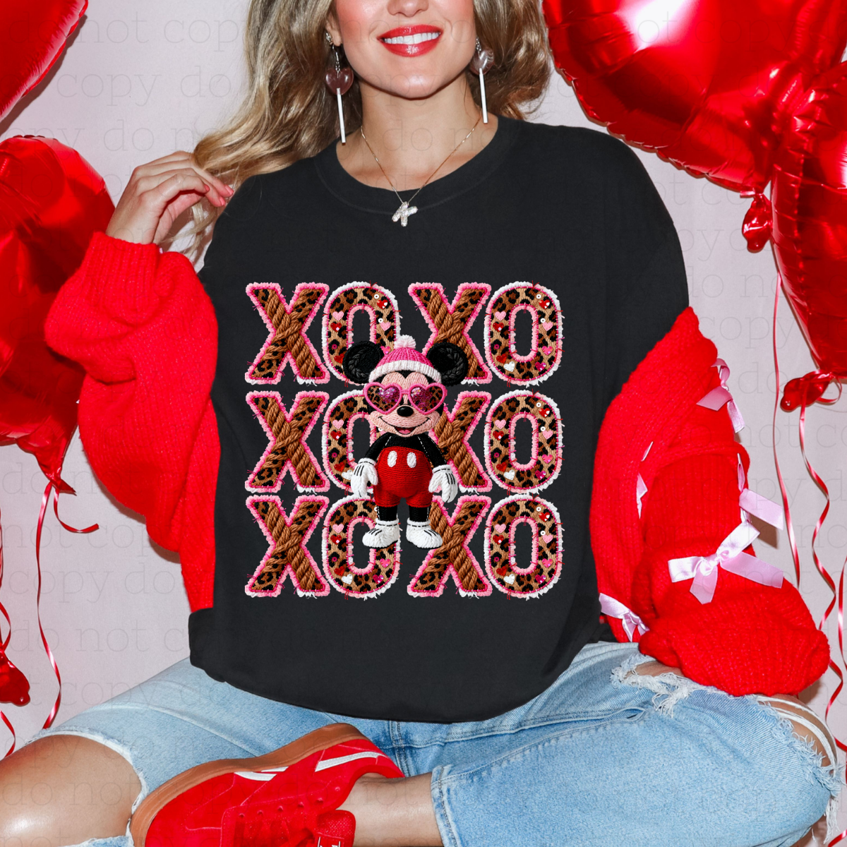 XOXO MALE MOUSE - FAUX YARN - DTF TRANSFER