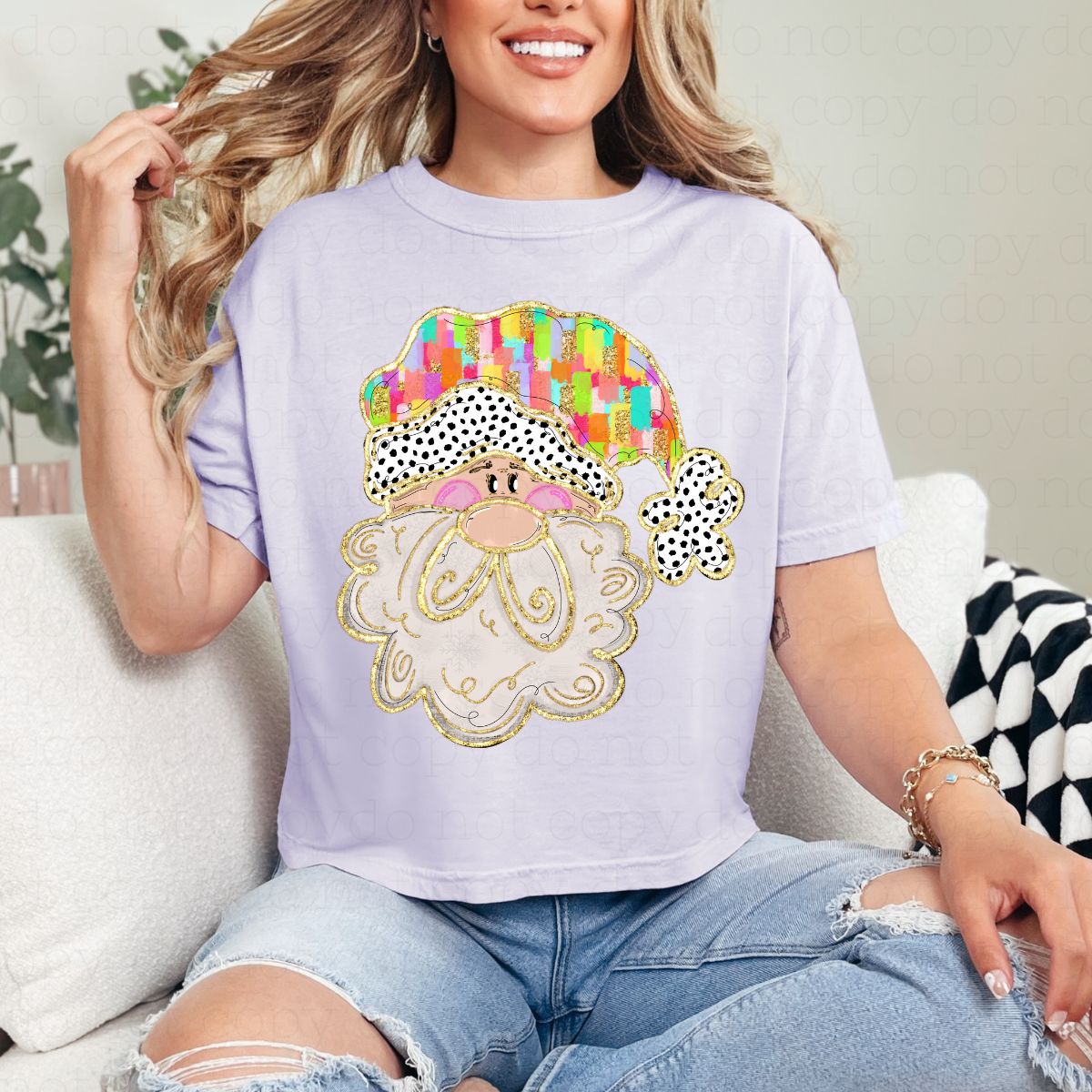 BRUSHSTROKE SANTA *FAUX GLITTER* - DTF TRANSFER