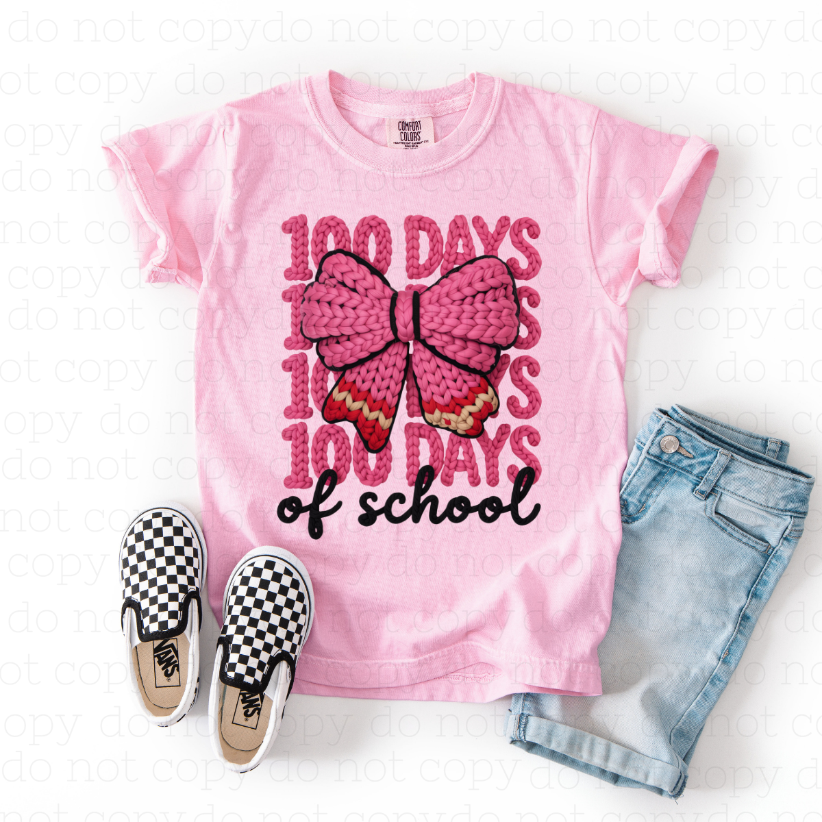 COQUETTE 100 DAYS OF SCHOOL - FAUX YARN + PENCIL BOW - DTF TRANSFER