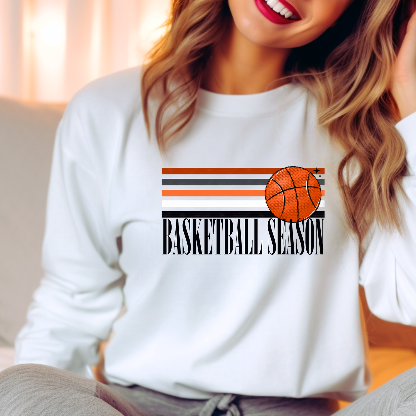 BASKETBALL SEASON RETRO STRIPE - DTF TRANSFER - Hectic Momma Printing