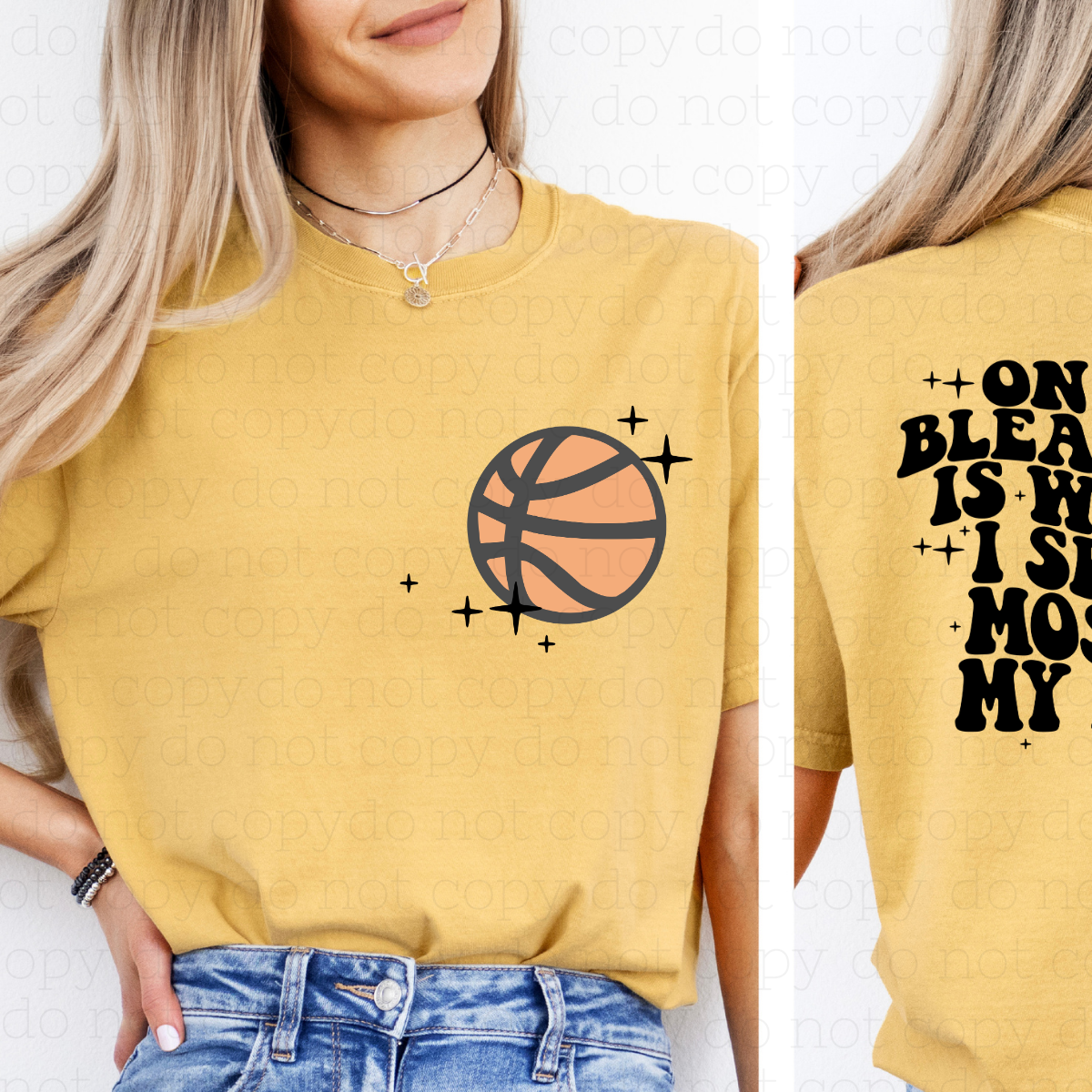 ON THE BLEACHERS - BASKETBALL - FRONT+BACK - DTF TRANSFER - Hectic Momma Printing