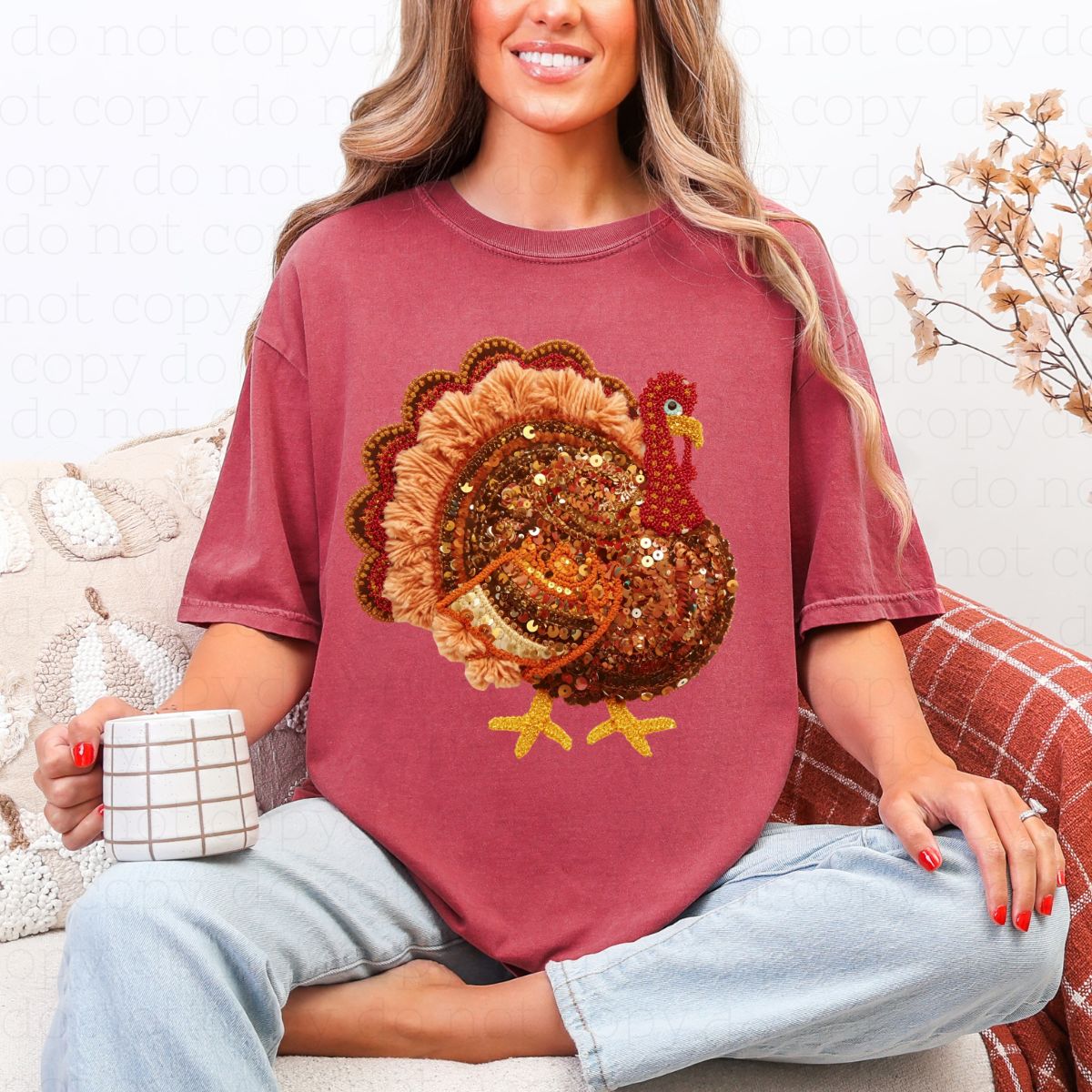 TURKEY *FAUX YARN/FAUX SEQUIN* - DTF TRANSFER