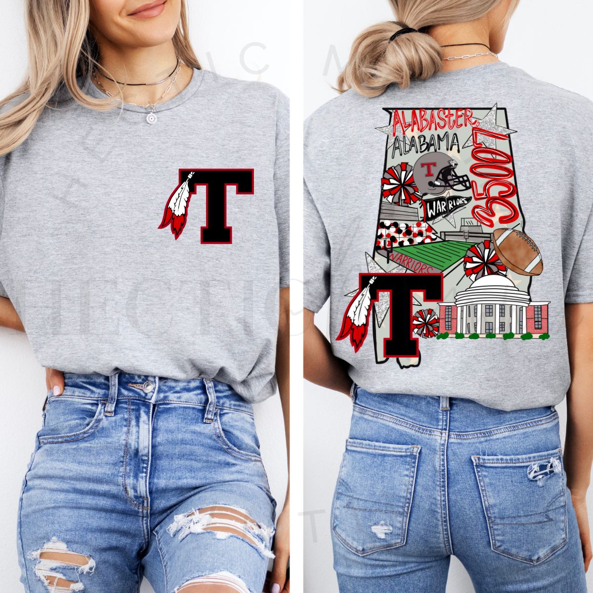 ALABASTER ALABAMA WARRIORS *FRONT+BACK* - DTF TRANSFER