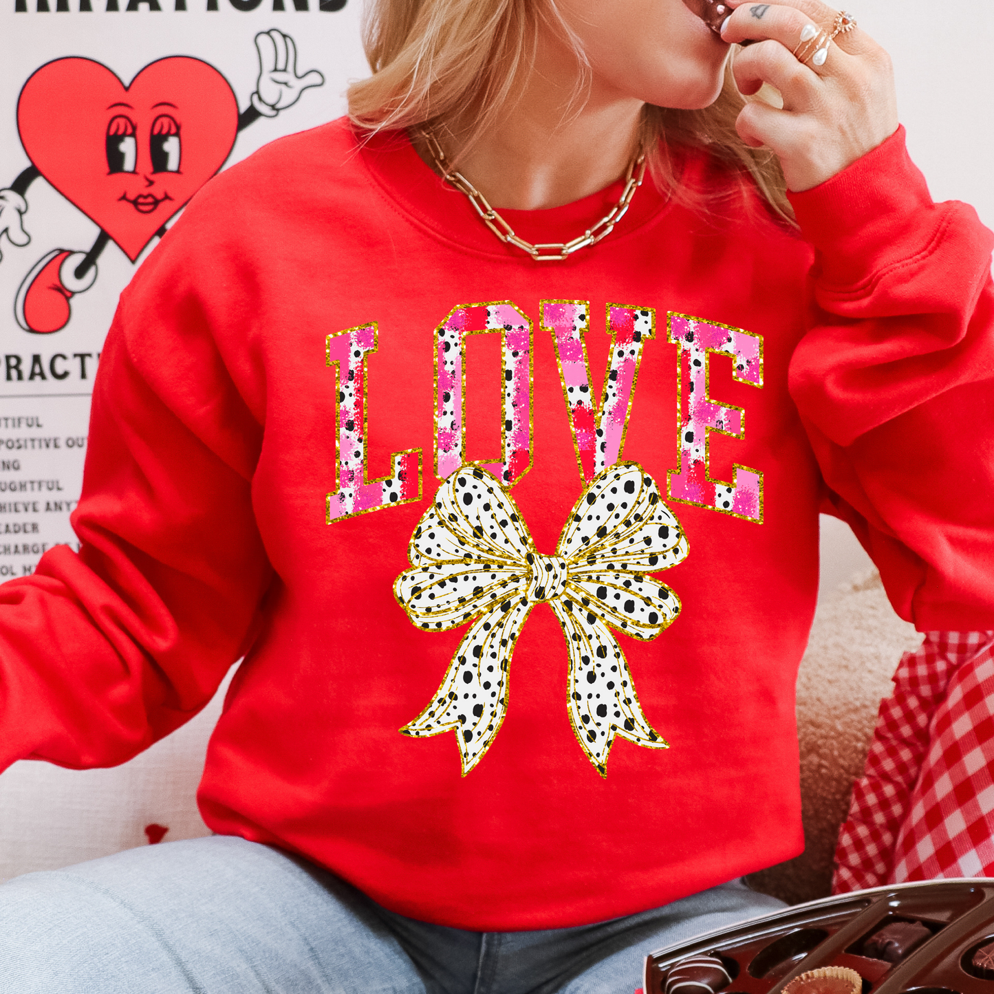 LOVE FAUX GLITTER DTF TRANSFER - Hectic Momma Printing