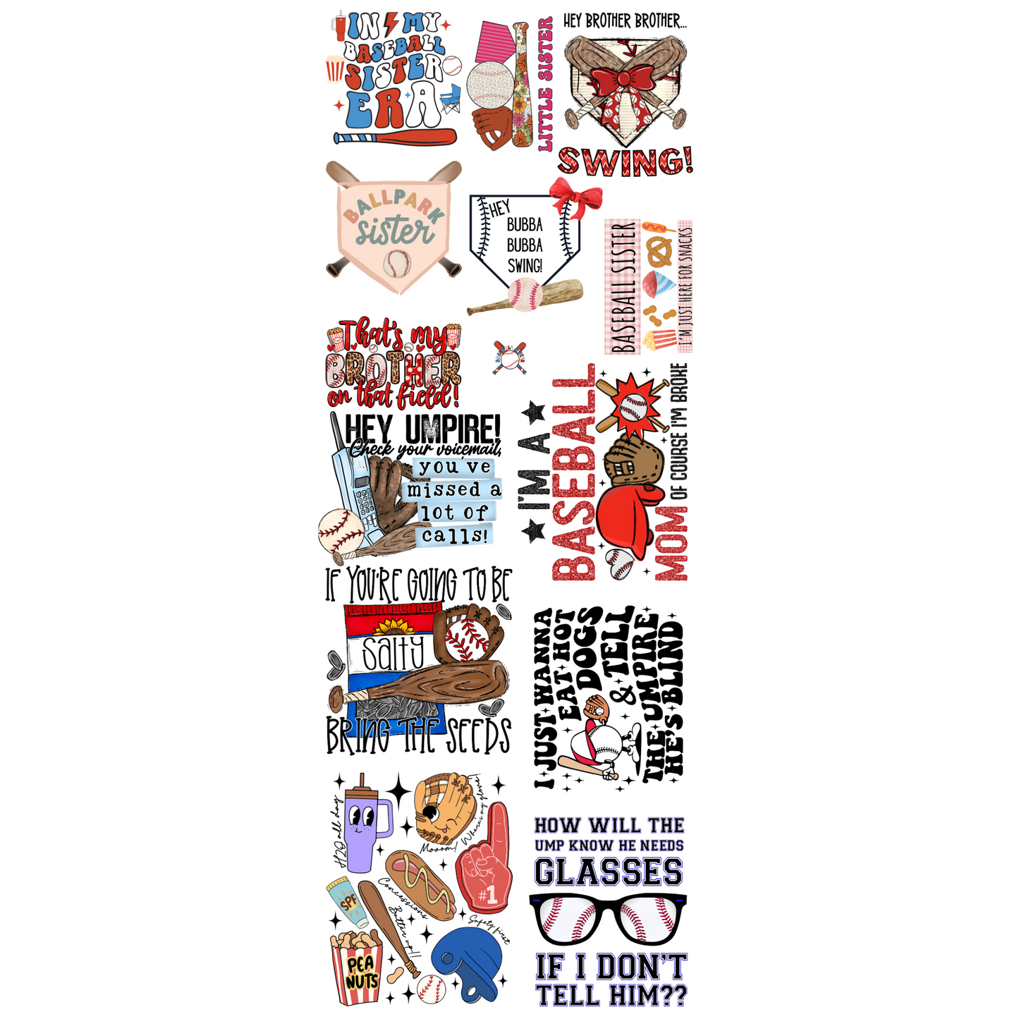 MOMMY & ME BASEBALL PREMADE DTF GANG SHEET - Hectic Momma Printing