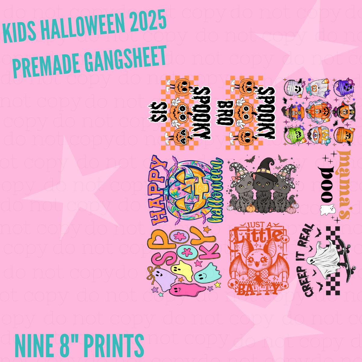 KIDS HALLOWEEN 2025 - 22.5X24 - DTF PREMADE GANG SHEET