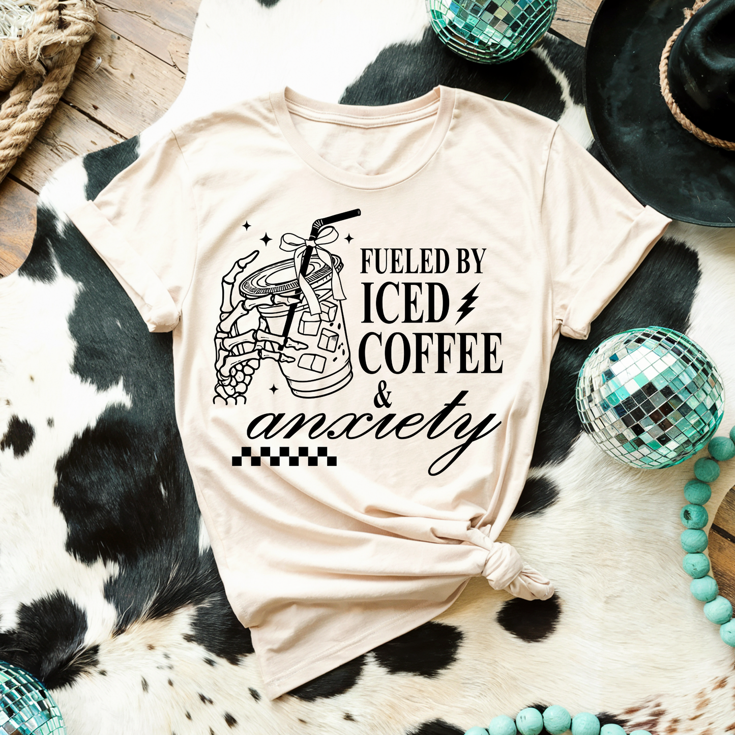 ICED COFFEE & ANXIETY - DTF TRANSFER - Hectic Momma Printing
