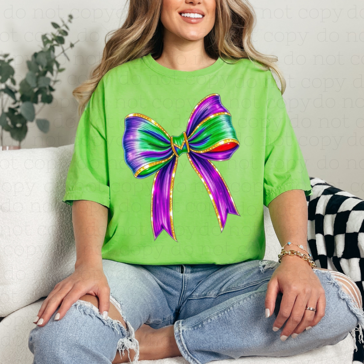 COQUETTE MARDI GRAS BOW - DTF TRANSFER