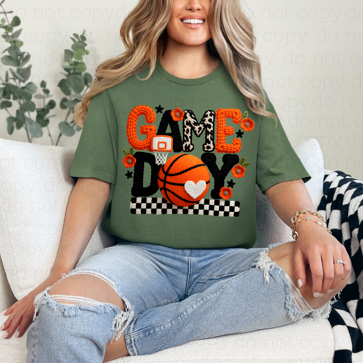 BASKETBALL GAME DAY - FAUX YARN - DTF TRANSFER - Hectic Momma Printing