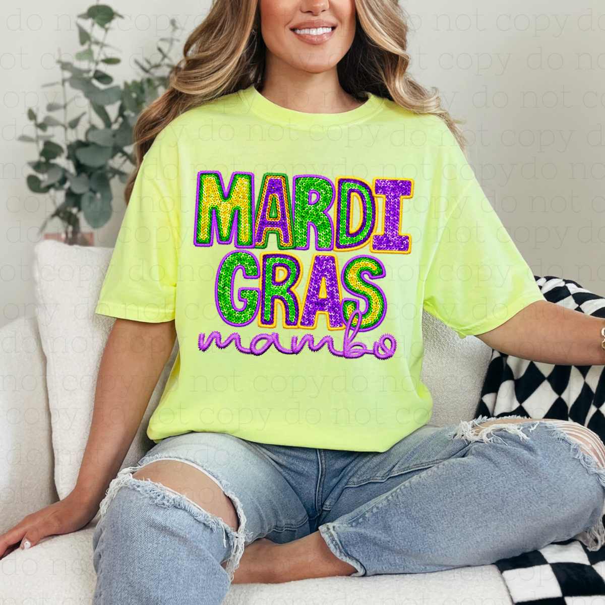 MARDI GRAS MAMBO - FAUX EMBROIDERY + FAUX SEQUIN - DTF TRANSFER