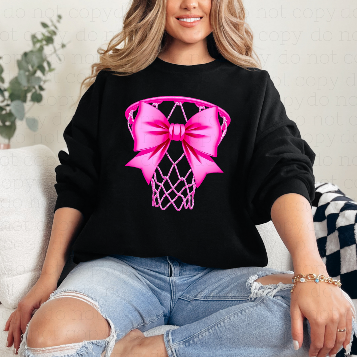 COQUETTE BASKETBALL HOOP - PINK - DTF TRANSFER - Hectic Momma Printing
