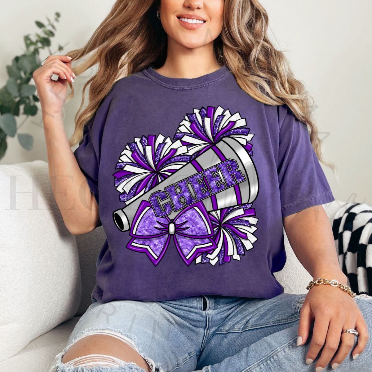 COQUETTE CHEER *FAUX GLITTER - PURPLE* - DTF TRANSFER