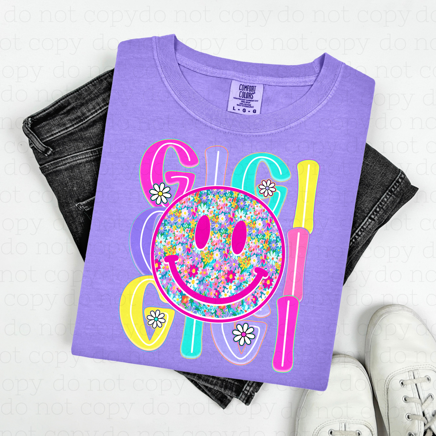 GIGI FLORAL SMILEY - DTF TRANSFER