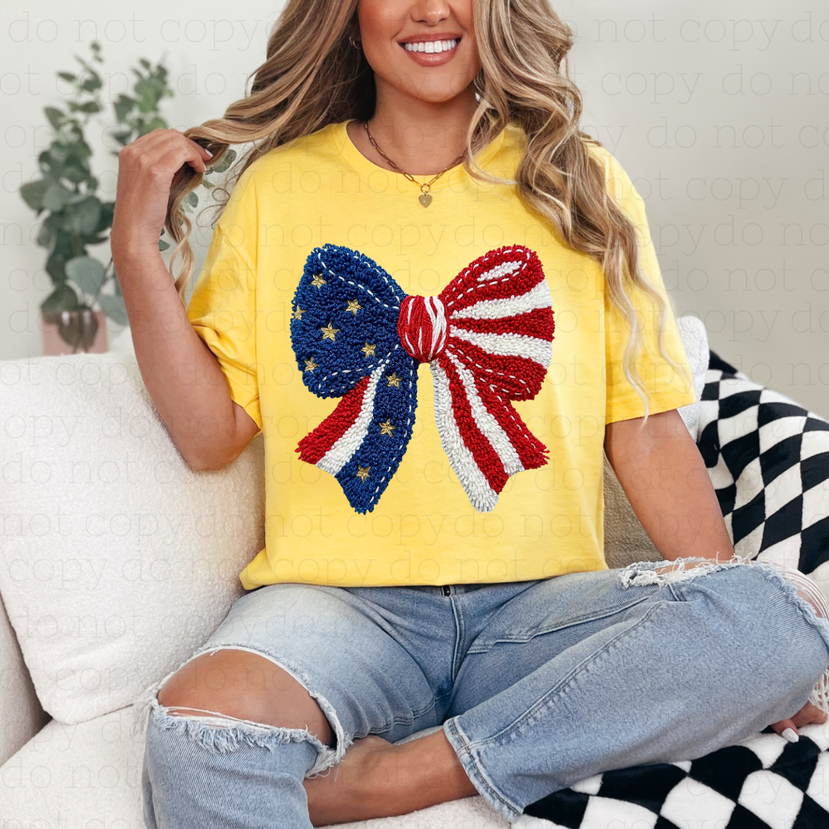 COQUETTE PATRIOTIC BOW - FAUX YARN - DTF TRANSFER - Hectic Momma Printing