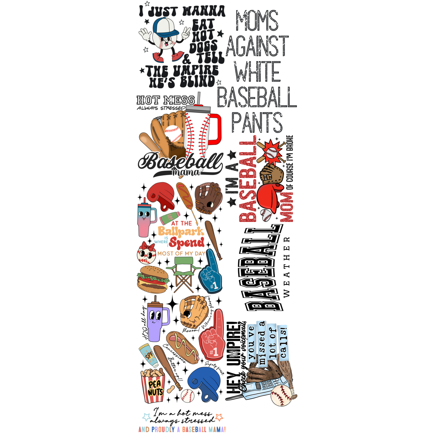 BASEBALL & THINGS PREMADE DTF GANG SHEET - Hectic Momma Printing