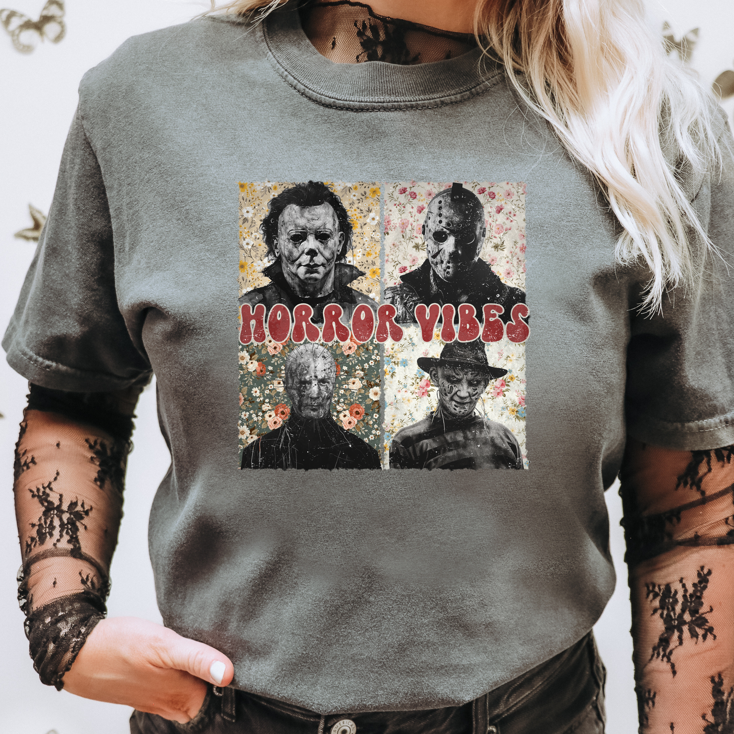 Horror Vibes Full Tshirt - Hectic Momma Printing