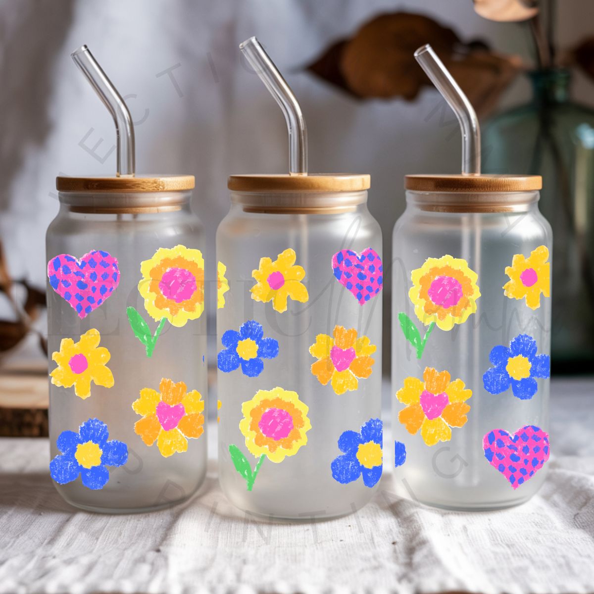 FLORAL CRAYON DOODLE - UV DTF