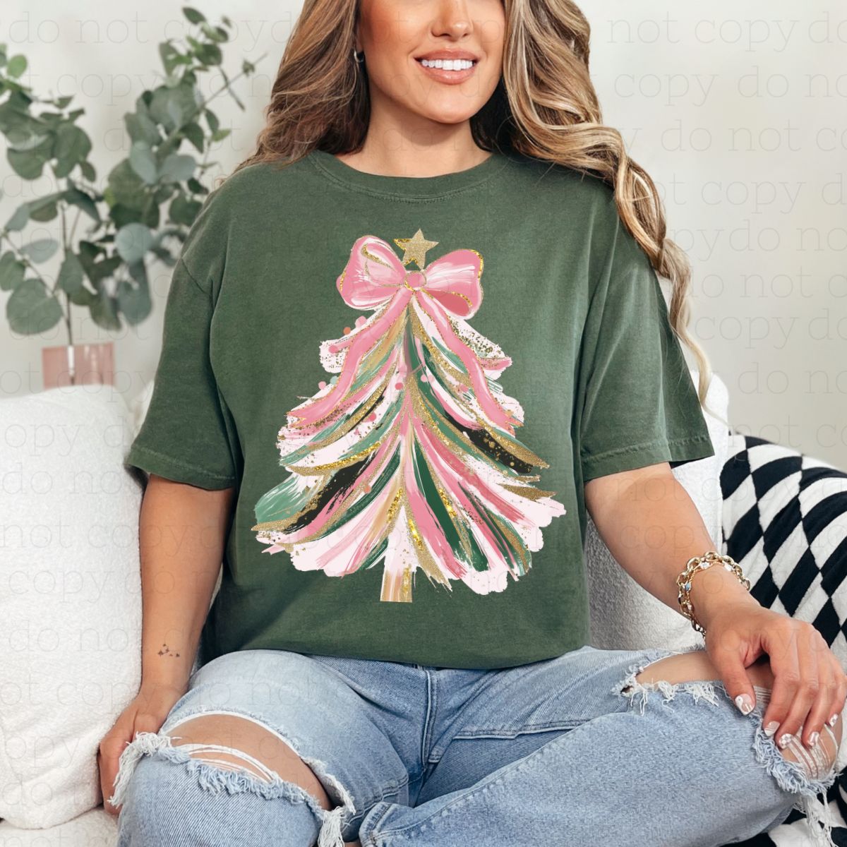 COQUETTE PINK BRUSHSTROKE TREE - DTF TRANSFER
