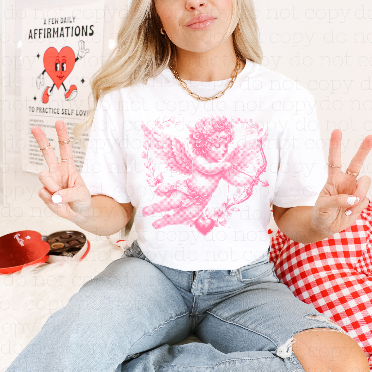 PINK HALFTONE CUPID - DTF TRANSFER
