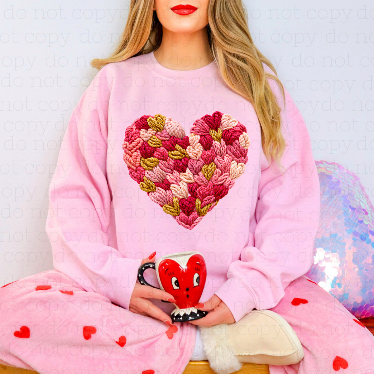 HEART MADE FROM LITTLE HEARTS - FAUX YARN - DTF TRANSFER