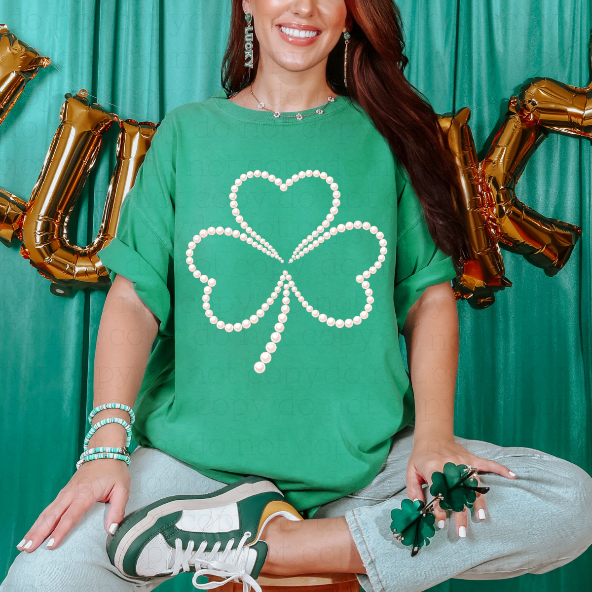 SHAMROCK - FAUX PEARLS - DTF TRANSFER