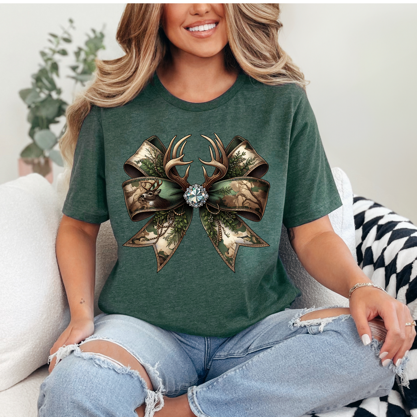 CAMO BOW & DIAMONS - DTF TRANSFER - Hectic Momma Printing