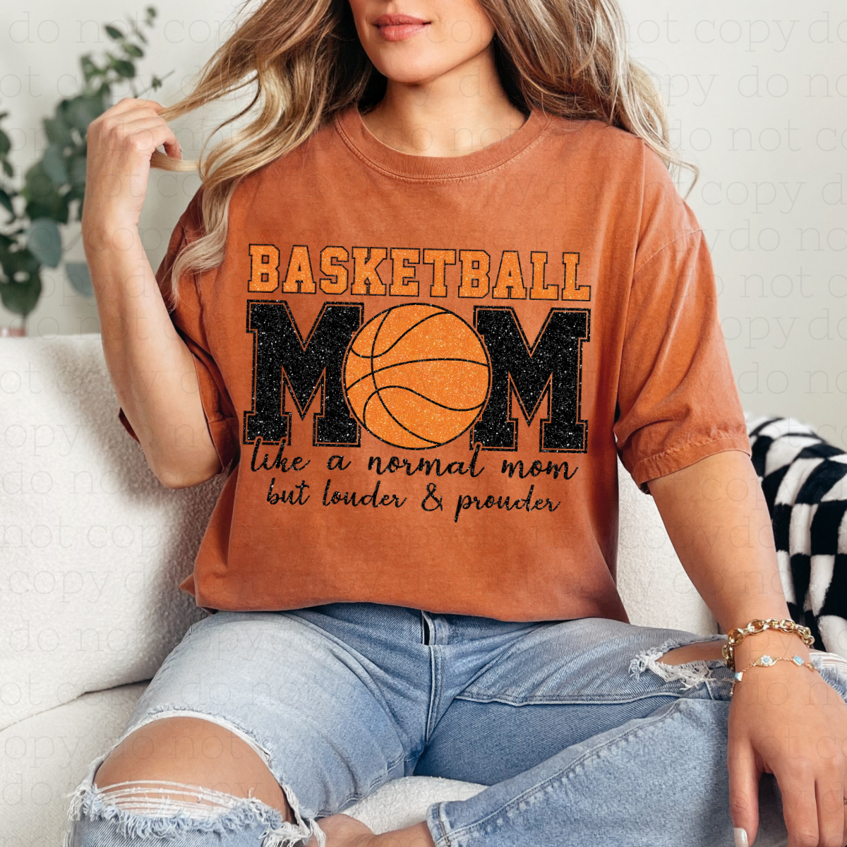 BASKETBALL MOM - FAUX GLITTER - DTF TRANSFER - Hectic Momma Printing