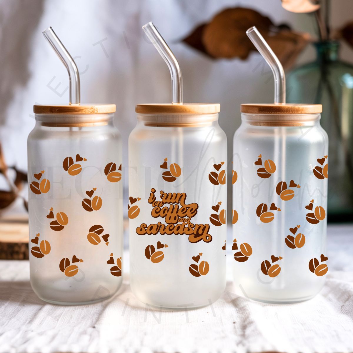 I RUN ON COFFEE AND SARCASM - UV DTF