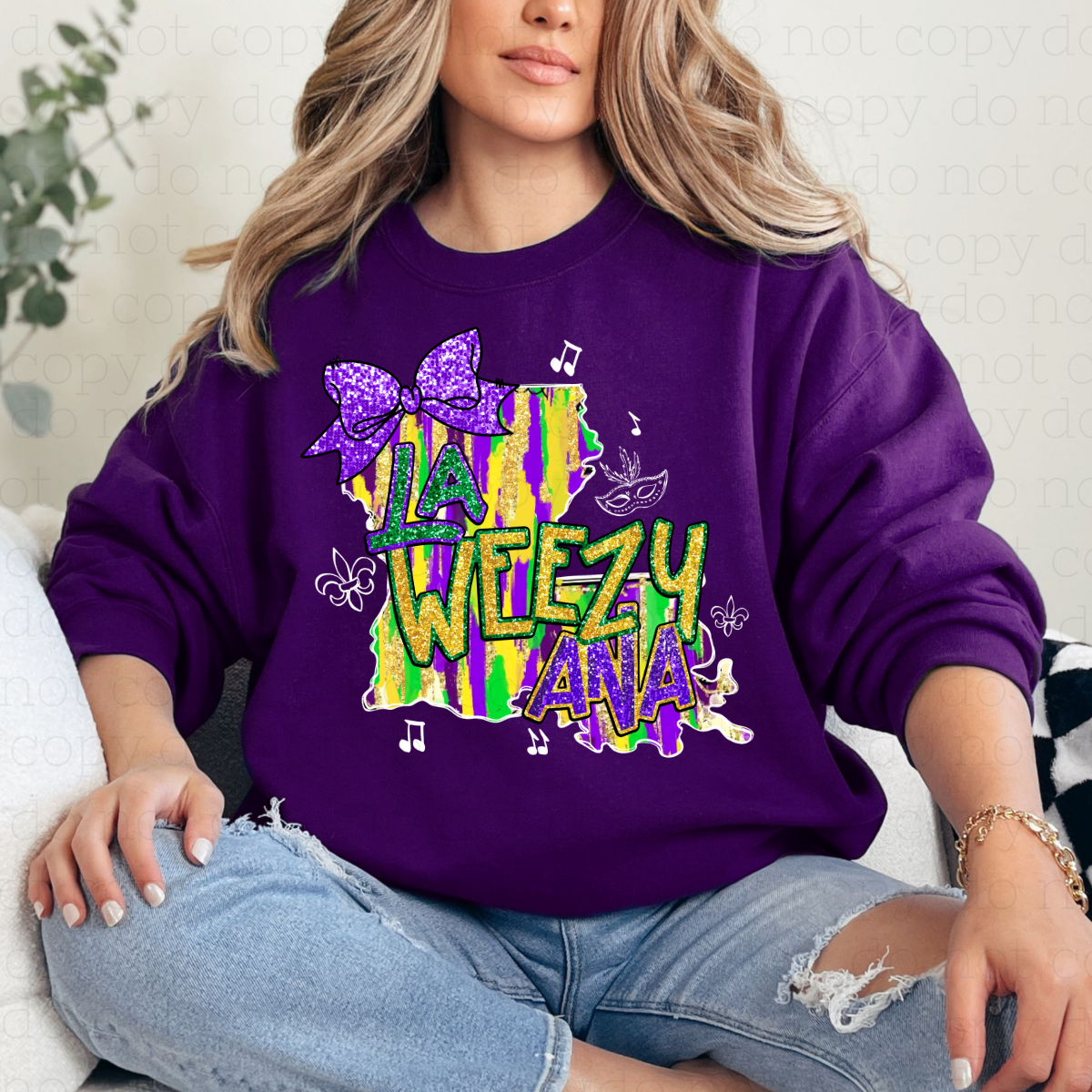 COQUETTE LA WEEZY ANA - WHITE + FAUX GLITTER - DTF TRANSFER