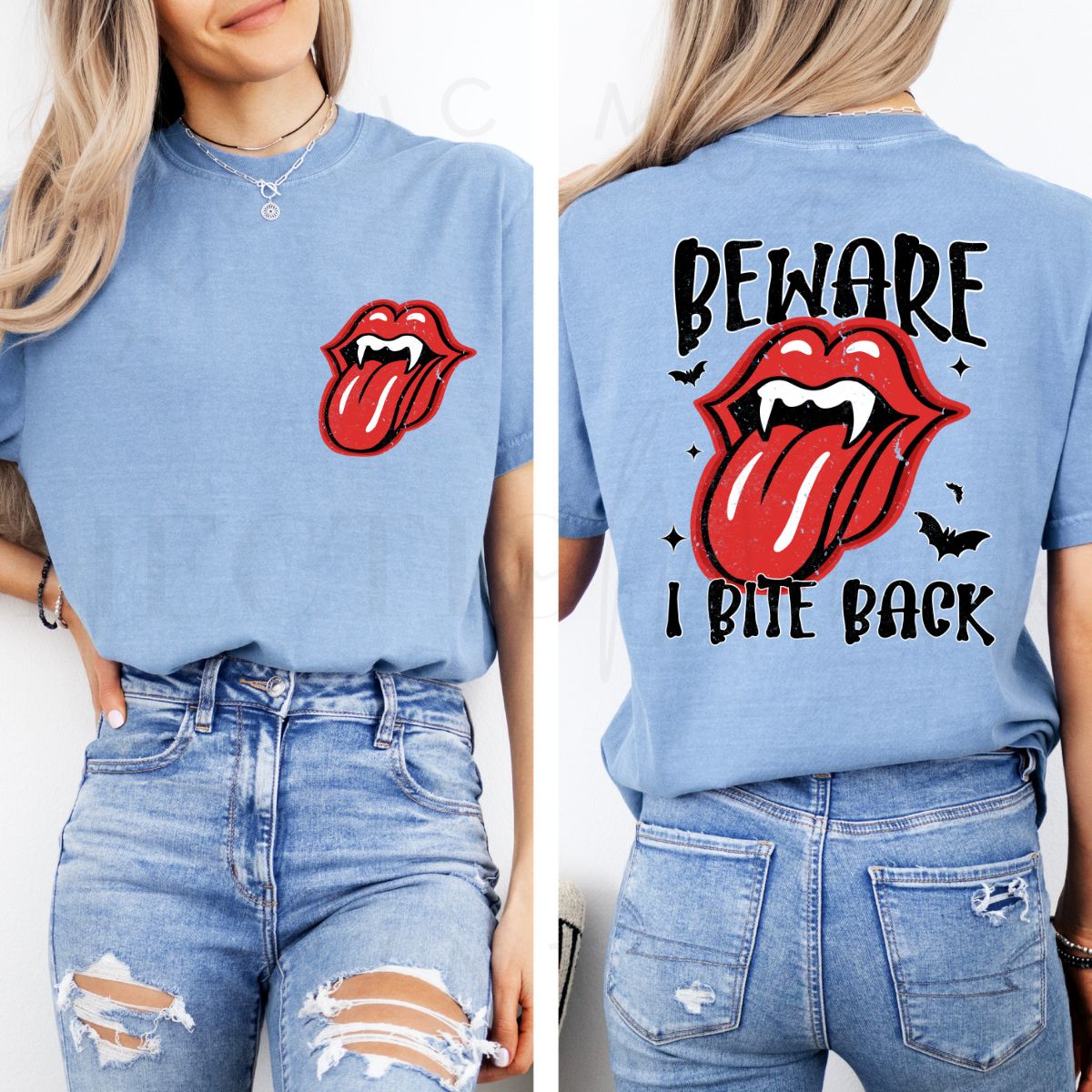 BEWARE I BITE BACK - FRONT & BACK - DTF TRANSFER