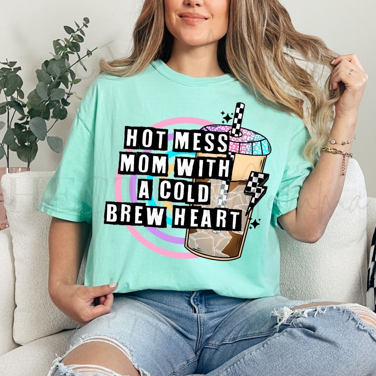 HOT MESS MAMA WITH A COLD BREW HEART - DTF TRANSFER