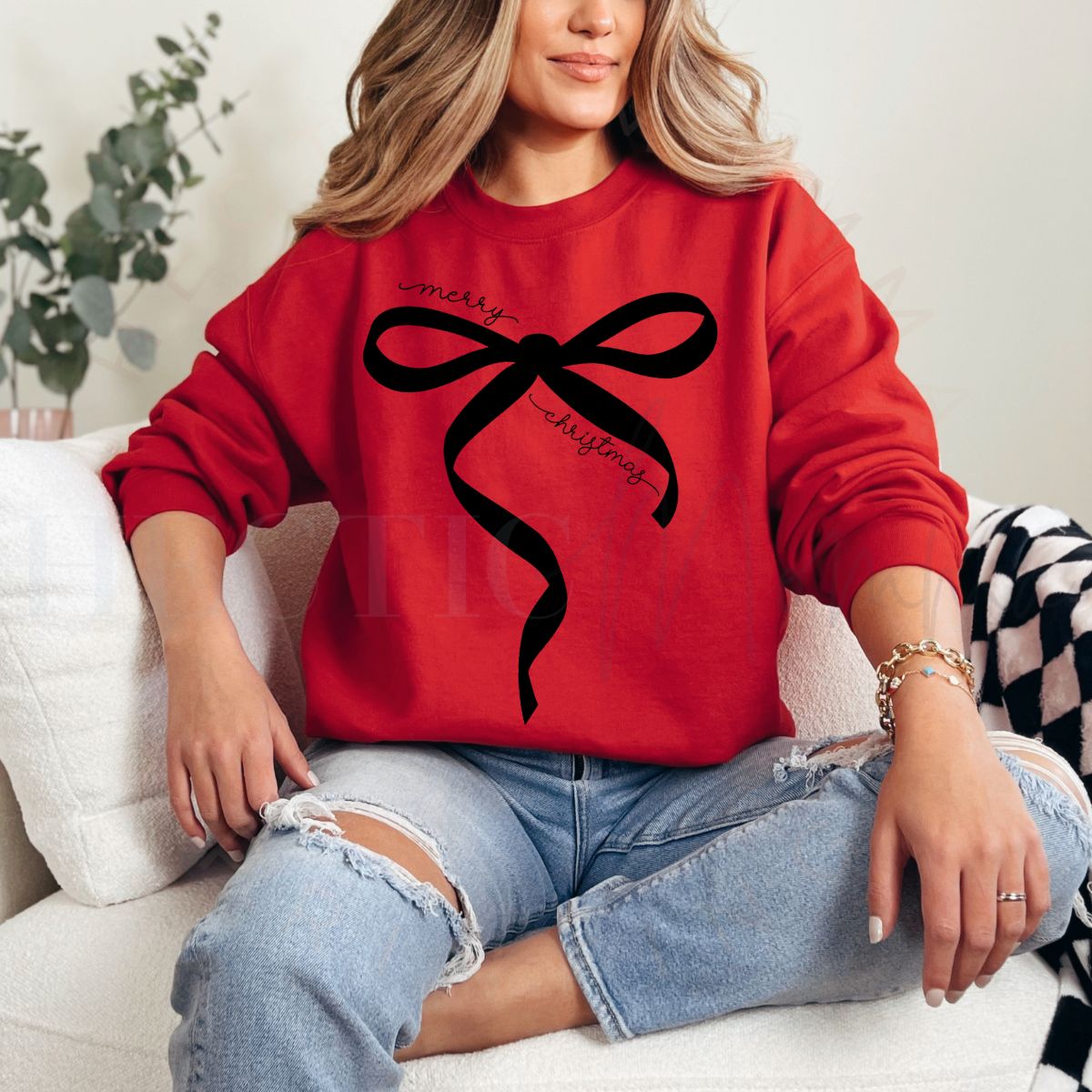 COQUETTE MERRY CHRISTMAS BLACK BOW - DTF TRANSFER