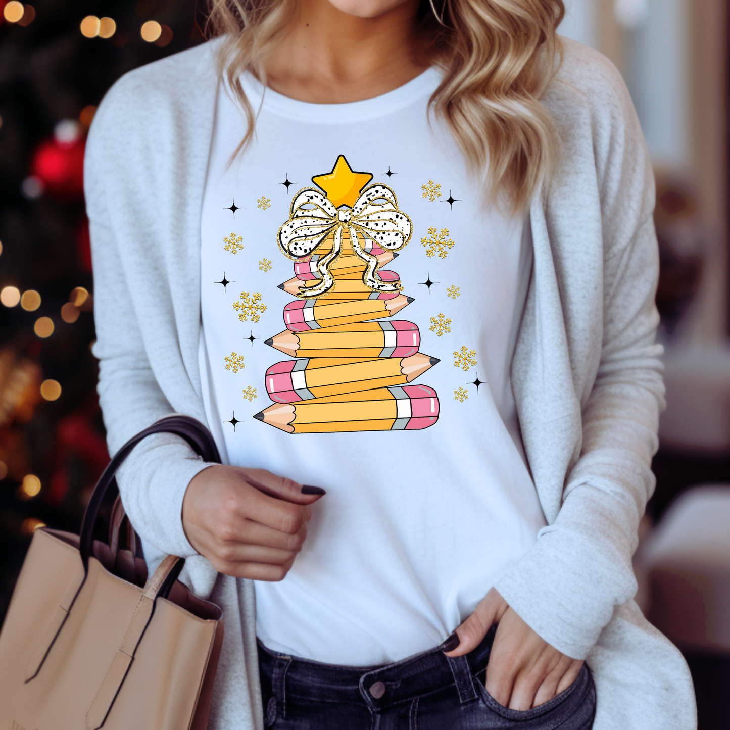 TEACHER CHRISTMAS TREE DTF TRANSFER - Hectic Momma Printing