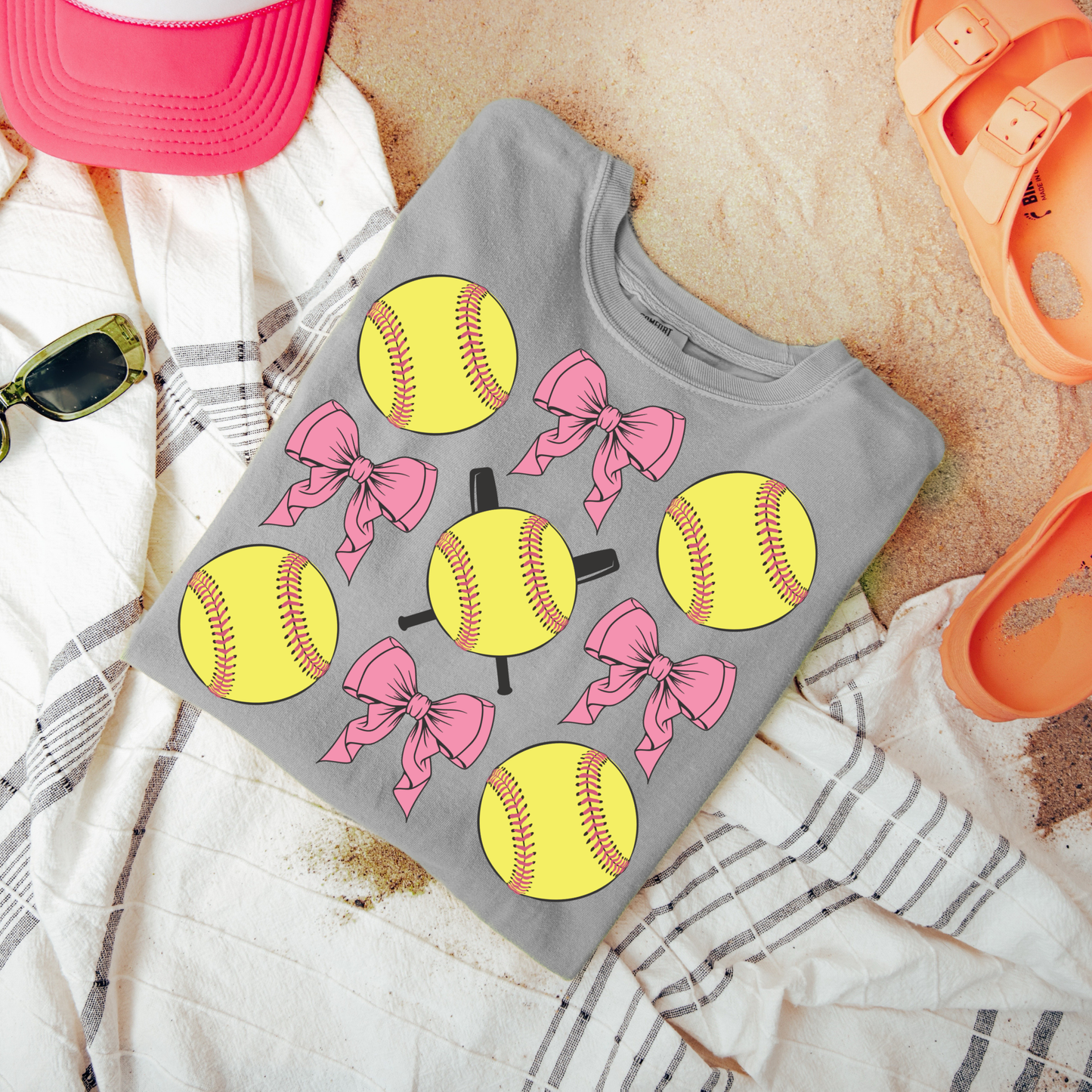 SOFTBALLS & BOWS COQUETTE - DTF TRANSFER - Hectic Momma Printing