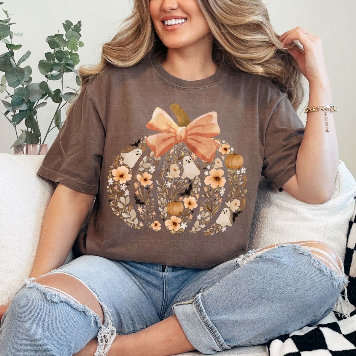 COQUETTE FLORAL GHOST PUMPKIN - DTF TRANSFER