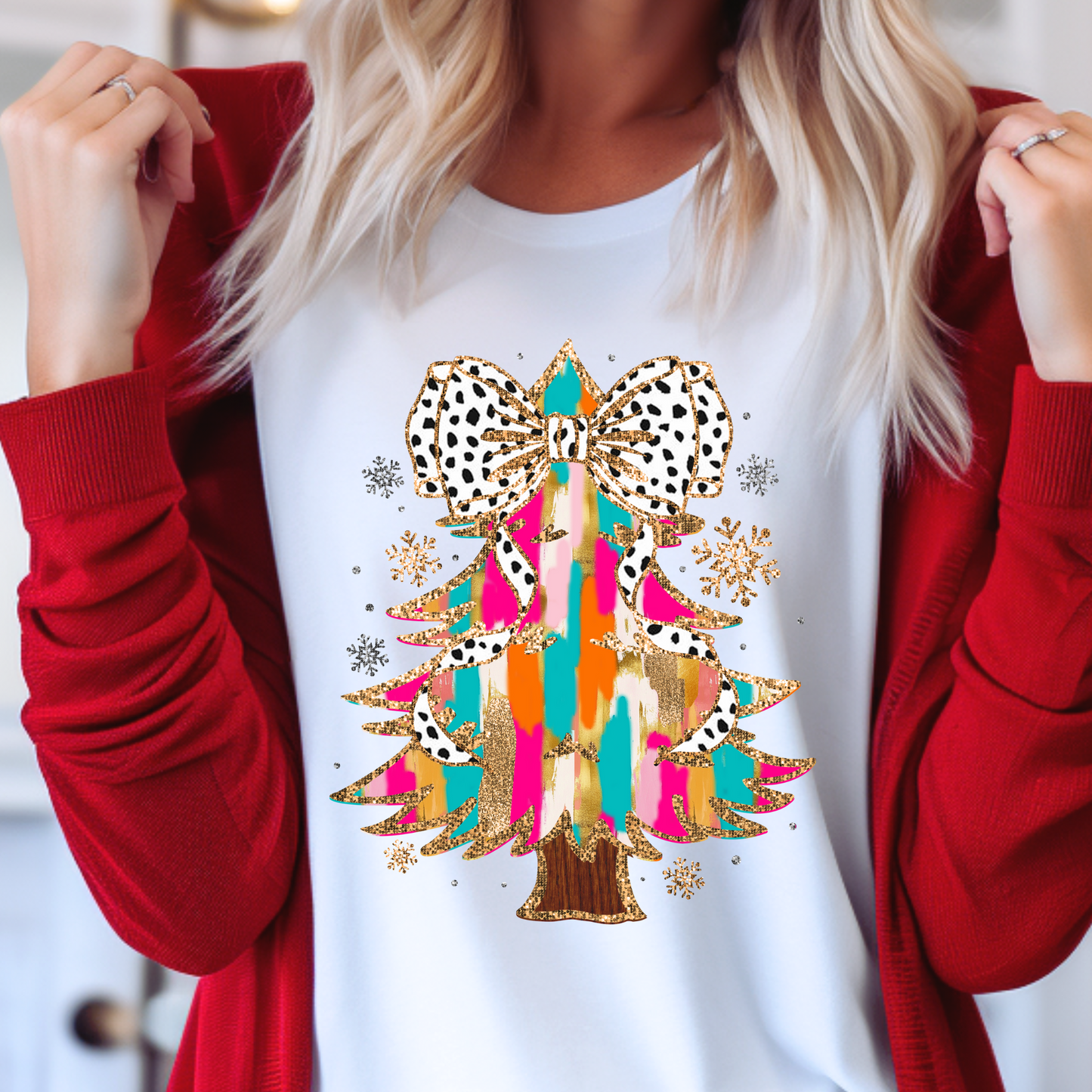 BLACK AND WHITE BOW CHRISTMAS TREE FAUX GLITTER BOW - Hectic Momma Printing