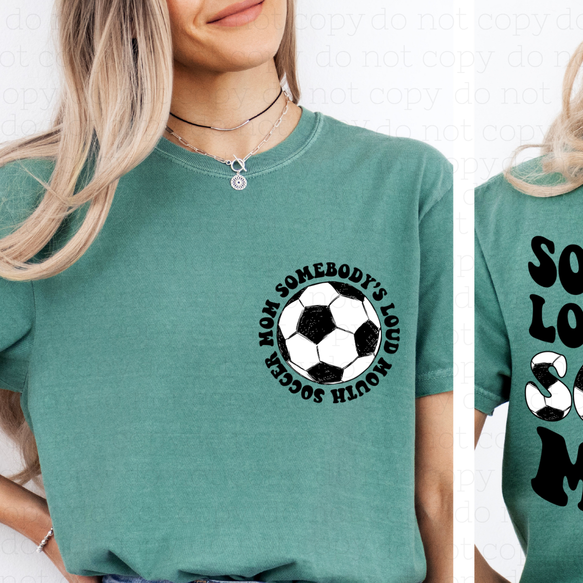 LOUD MOUTH SOCCER MAMA - FRONT+BACK - DTF TRANSFER - Hectic Momma Printing
