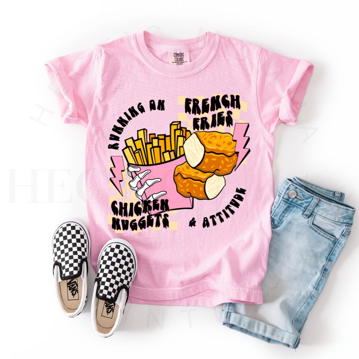 RUNNING ON FRENCH FRIES CHICKEN NUGGETS & ATTITUDE - DTF TRANSFER