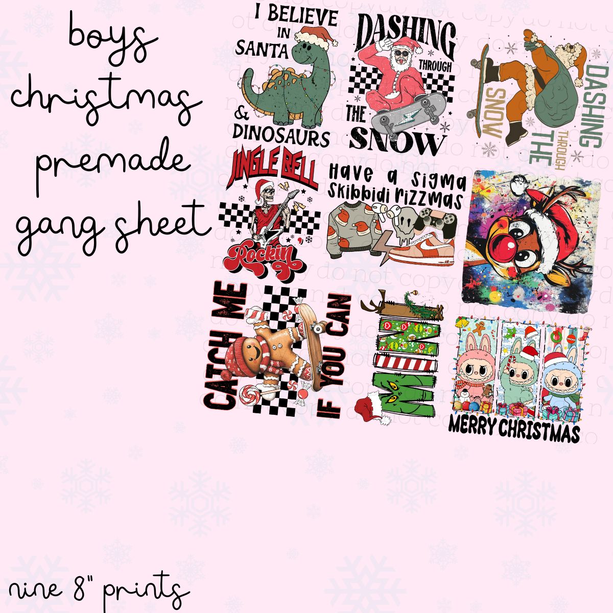 BOYS CHRISTMAS 2025 - 22.5X24 - DTF PREMADE GANG SHEET