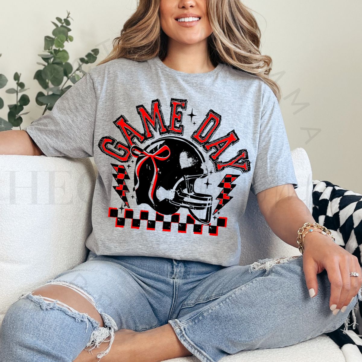 COQUETTE GAME DAY *BLACK/RED-BLACK OUTLINE* - DTF TRANSFER