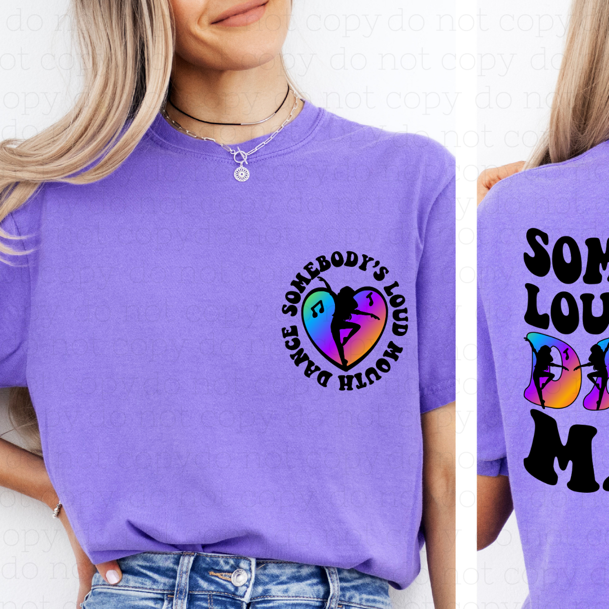 LOUD MOUTH DANCE MAMA - FRONT+BACK - DTF TRANSFER - Hectic Momma Printing