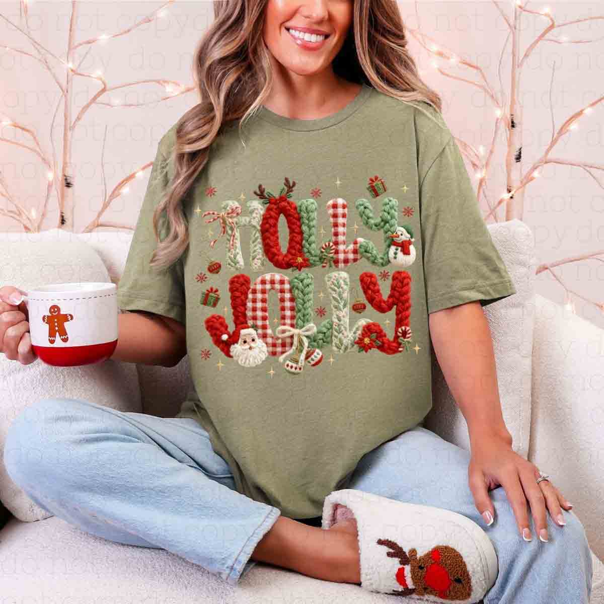 COQUETTE HOLLY JOLLY *FAUX YARN* - DTF TRANSFER