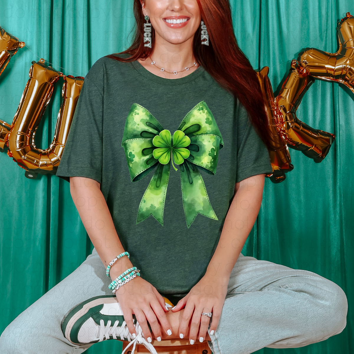 COQUETTE 4 LEAF CLOVER BOW - DTF TRANSFER