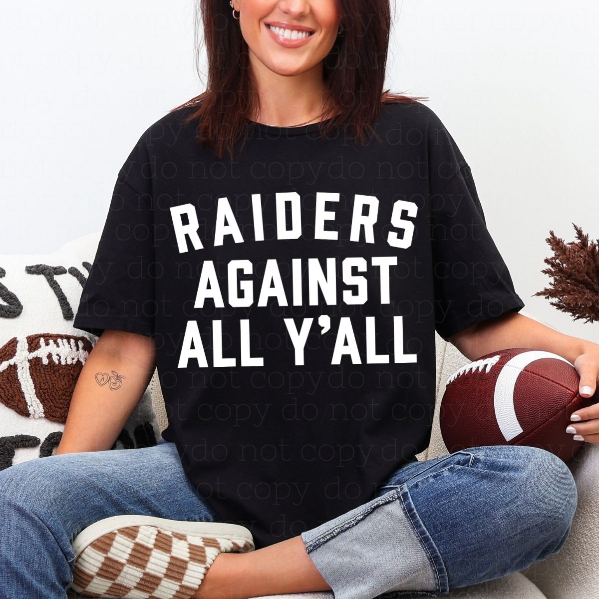RAIDERS AGAINST ALL Y'ALL - DTF TRANSFER - Hectic Momma Printing