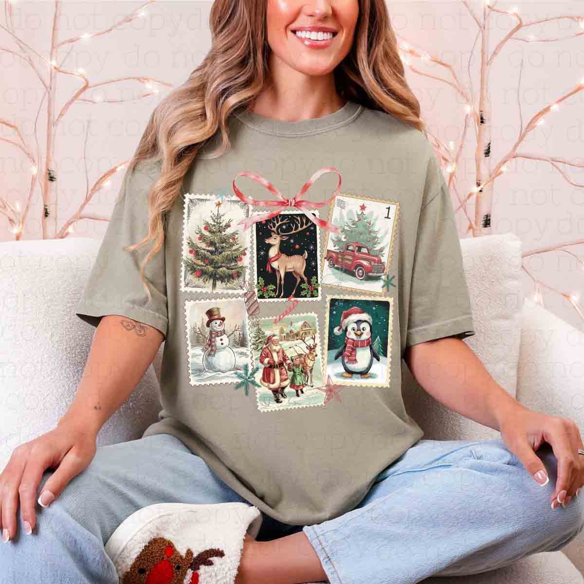 COQUETTE VINTAGE CHRISTMAS POSTAGE - DTF TRANSFER