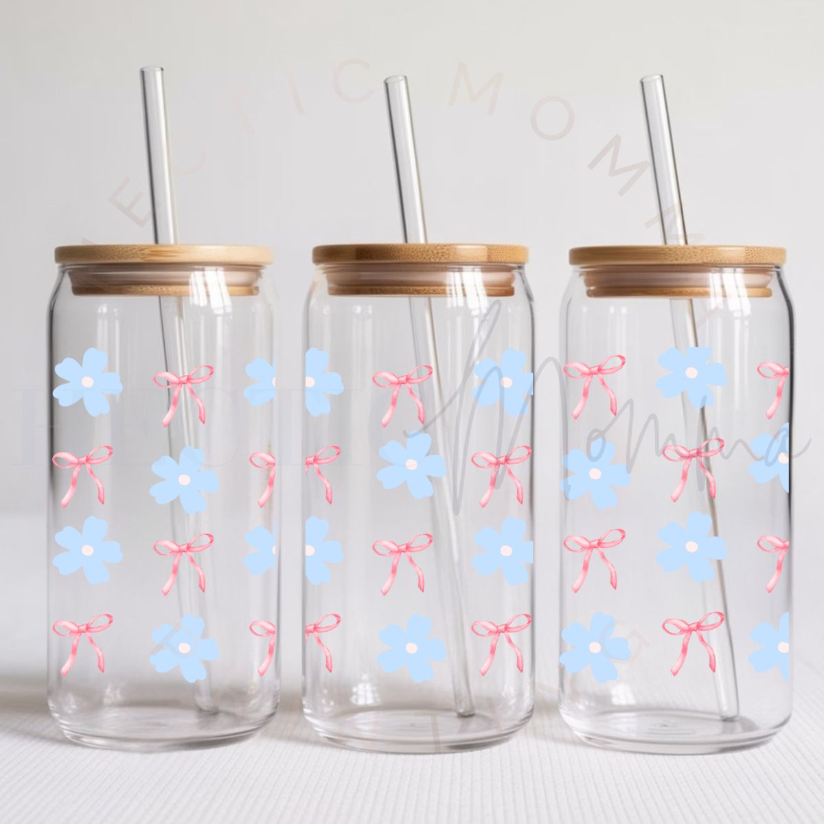 COQUETTE BLUE DAISIES & BOWS - UV DTF