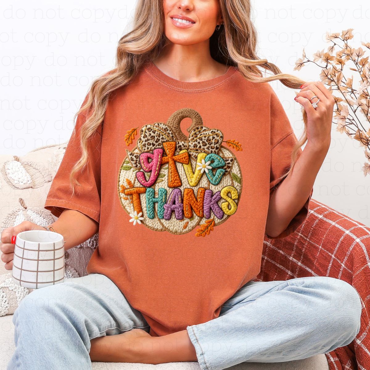 COQUETTE GIVE THANKS PUMPKIN *FAUX YARN* - DTF TRANSFER
