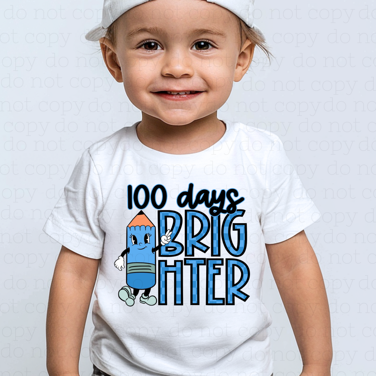 100 DAYS BRIGHTER - BLUE WITH PENCIL - DTF TRANSFER